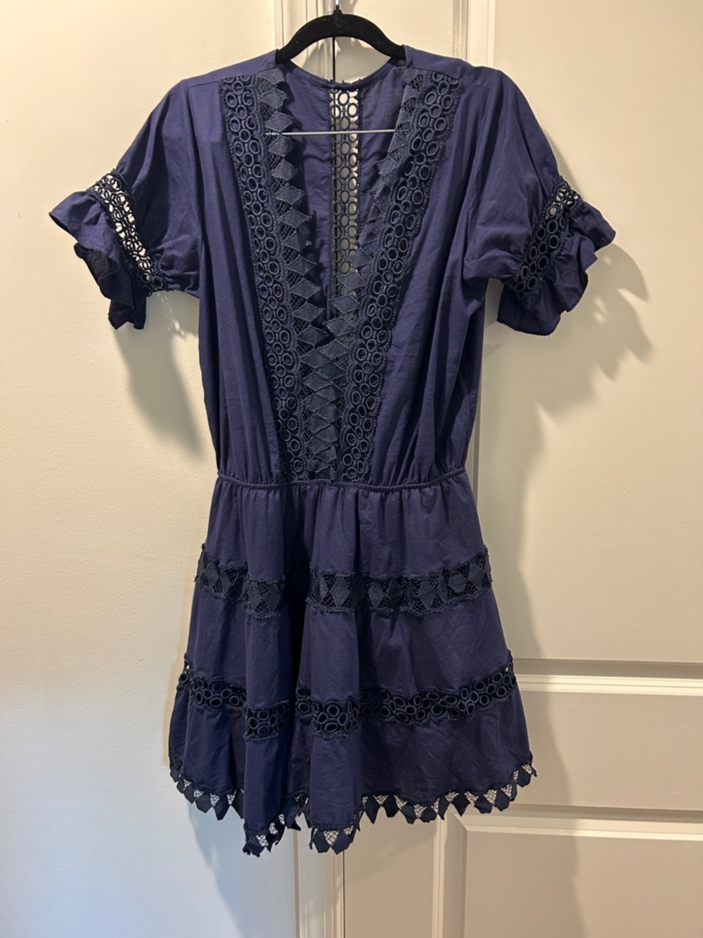 Peixoto Indigo Lace-Trim Mini Dress
